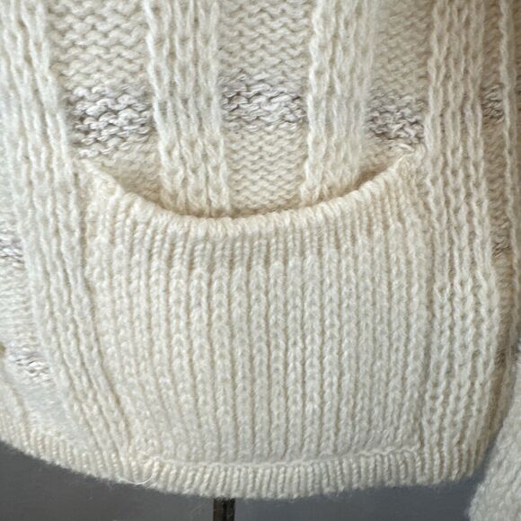 Vintage Cyril Cullen Irish Wool Button Fisherman Cardigan Sweater Ivory Size L - Picture 4 of 9